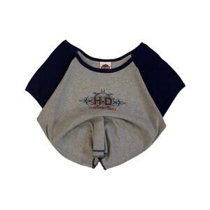 Vintage Harley Davidson Women's Y2K Cybersigil  Baseball T‎ Shirt  XL Made USA